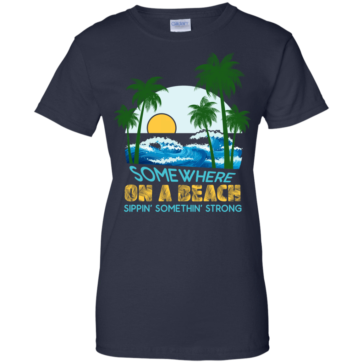 Somewhere On A Beach-T-Shirt & Hoodie-Women's T-Shirt-Navy