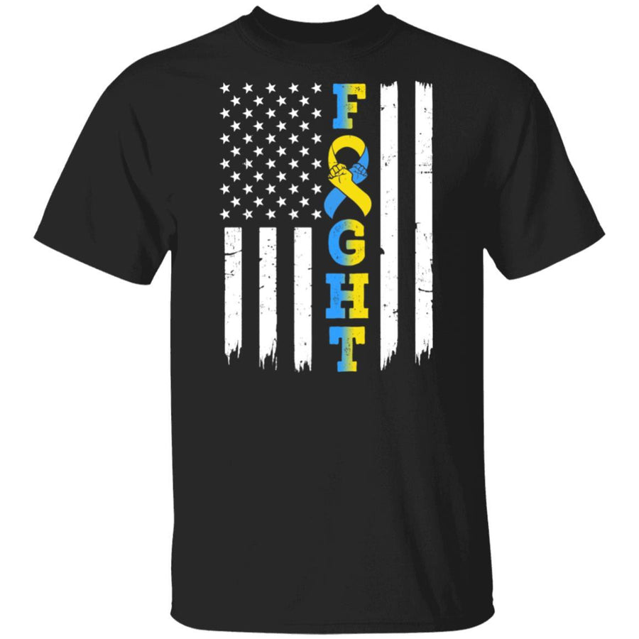 Down Syndrome Awareness American Flag Distressed-T-Shirt & Hoodie-Classic T-Shirt-Black
