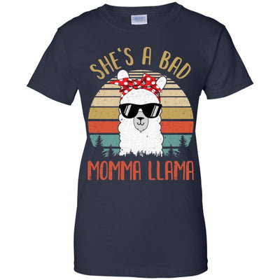 Vintage Funny Shirt She's A Bad Momma Llama-T-Shirt & Hoodie-Women's T-Shirt-Navy