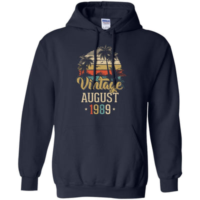 Retro Classic Vintage August 1989 32th Birthday Gift-T-Shirt & Hoodie-Pullover Hoodie-Navy