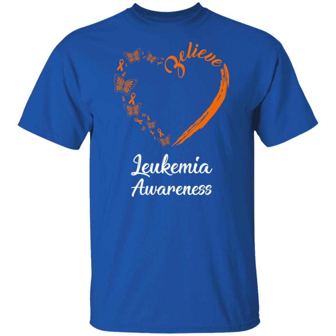 Butterfly Believe Leukemia Awareness Ribbon Gifts-T-Shirt & Hoodie-Classic T-Shirt-Royal