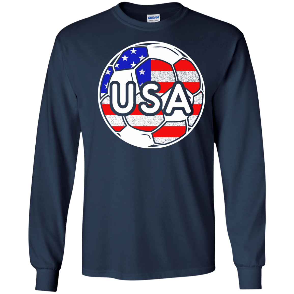 USA Soccer With America Jersey Color National Team-T-Shirt & Hoodie-Long Sleeve T-Shirt-Navy