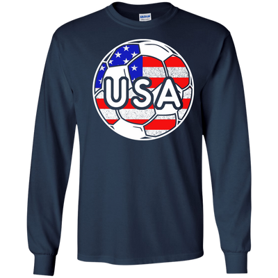 USA Soccer With America Jersey Color National Team-T-Shirt & Hoodie-Long Sleeve T-Shirt-Navy