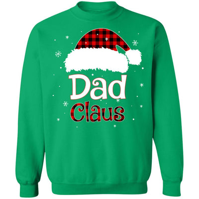 Santa Dad Claus Red Plaid Family Pajamas Christmas Gift-T-Shirt & Sweatshirt-Crewneck Sweatshirt-Irish Green
