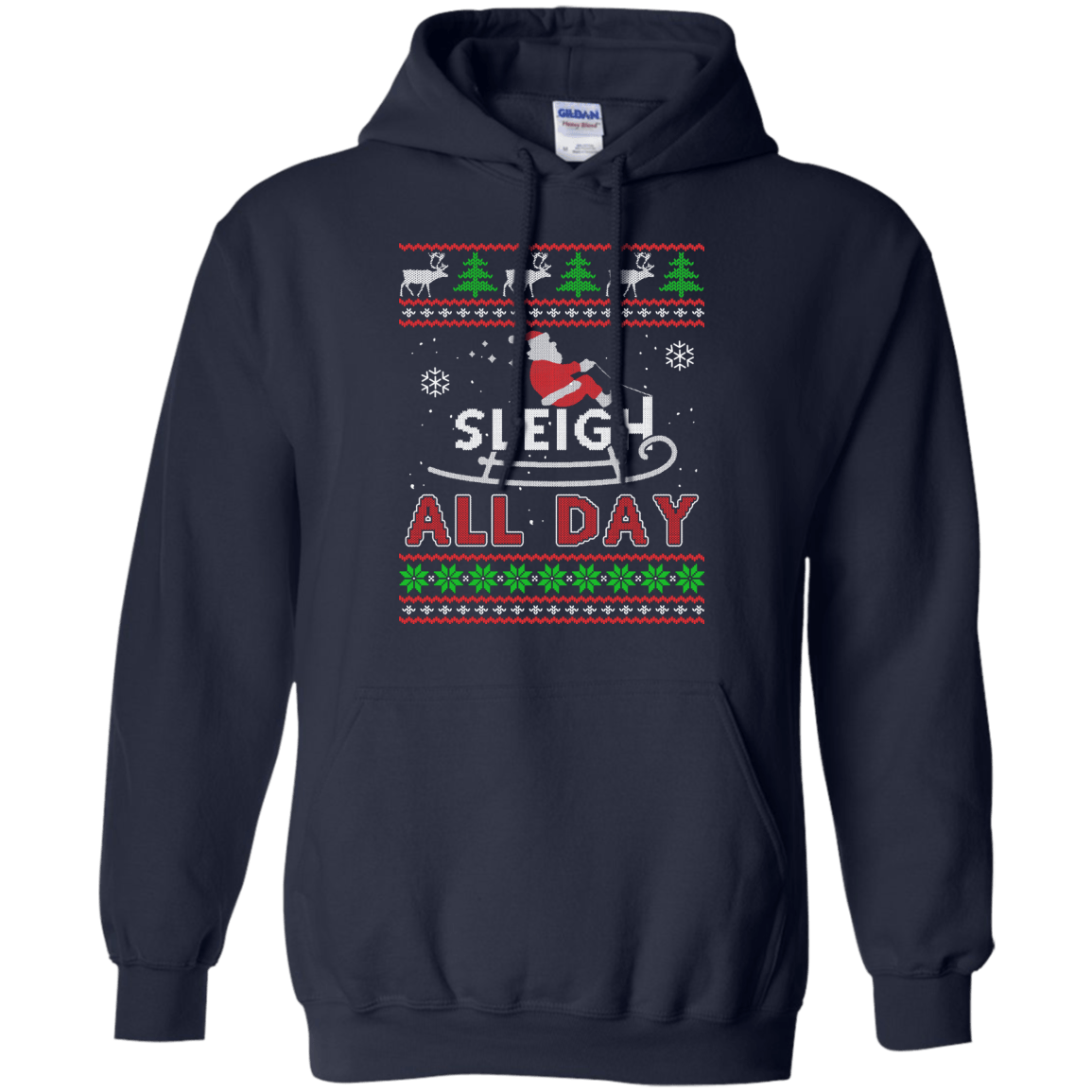Sleigh All Day-T-Shirt & Hoodie-Pullover Hoodie-Navy