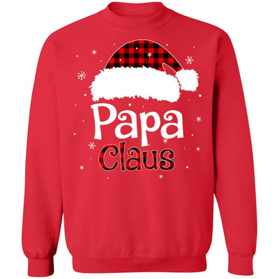 Santa Papa Claus Red Plaid Family Pajamas Christmas Gift-T-Shirt & Sweatshirt-Crewneck Sweatshirt-Red