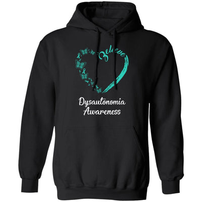 Butterfly Believe Dysautonomia Awareness Ribbon Gifts-T-Shirt & Hoodie-Pullover Hoodie-Black