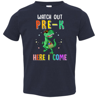 Pre-K Here I Come Dinosaur Back To School Youth-Youth Shirt-Toddler T-Shirt-Navy