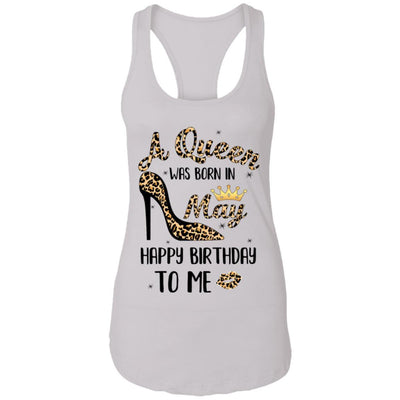 Born In May Girl Leopard High Heels Birthday Women Gift-T-Shirt & Tank Top-Women's Ideal Racerback Tank-White