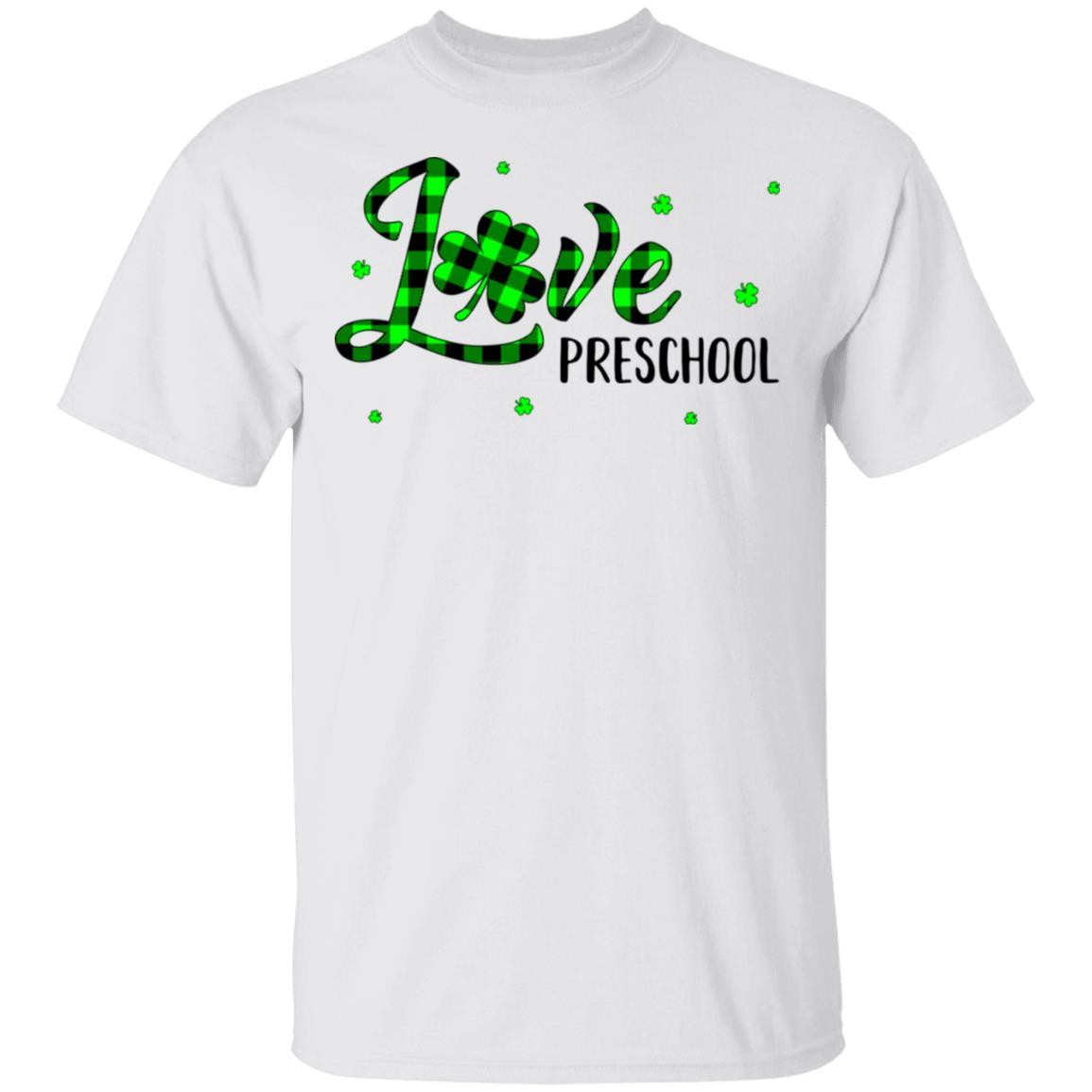 St Patricks Day Gift Preschool Teacher Plaid Shamrock-T-Shirt & Hoodie-Classic T-Shirt-White