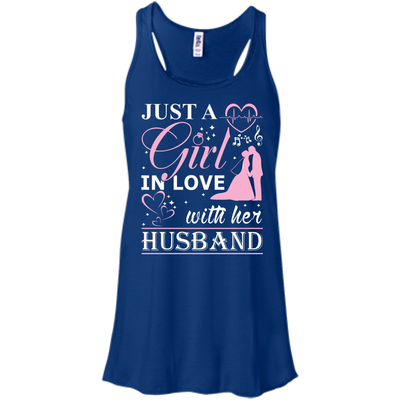 Just A Girl In Love With Her Husband-T-Shirt & Hoodie-Women's Flowy Racerback Tank-True Royal