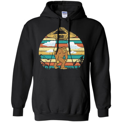 Vintage Retro Classic Bigfoot UFO Believe Gift-T-Shirt & Hoodie-Pullover Hoodie-Black