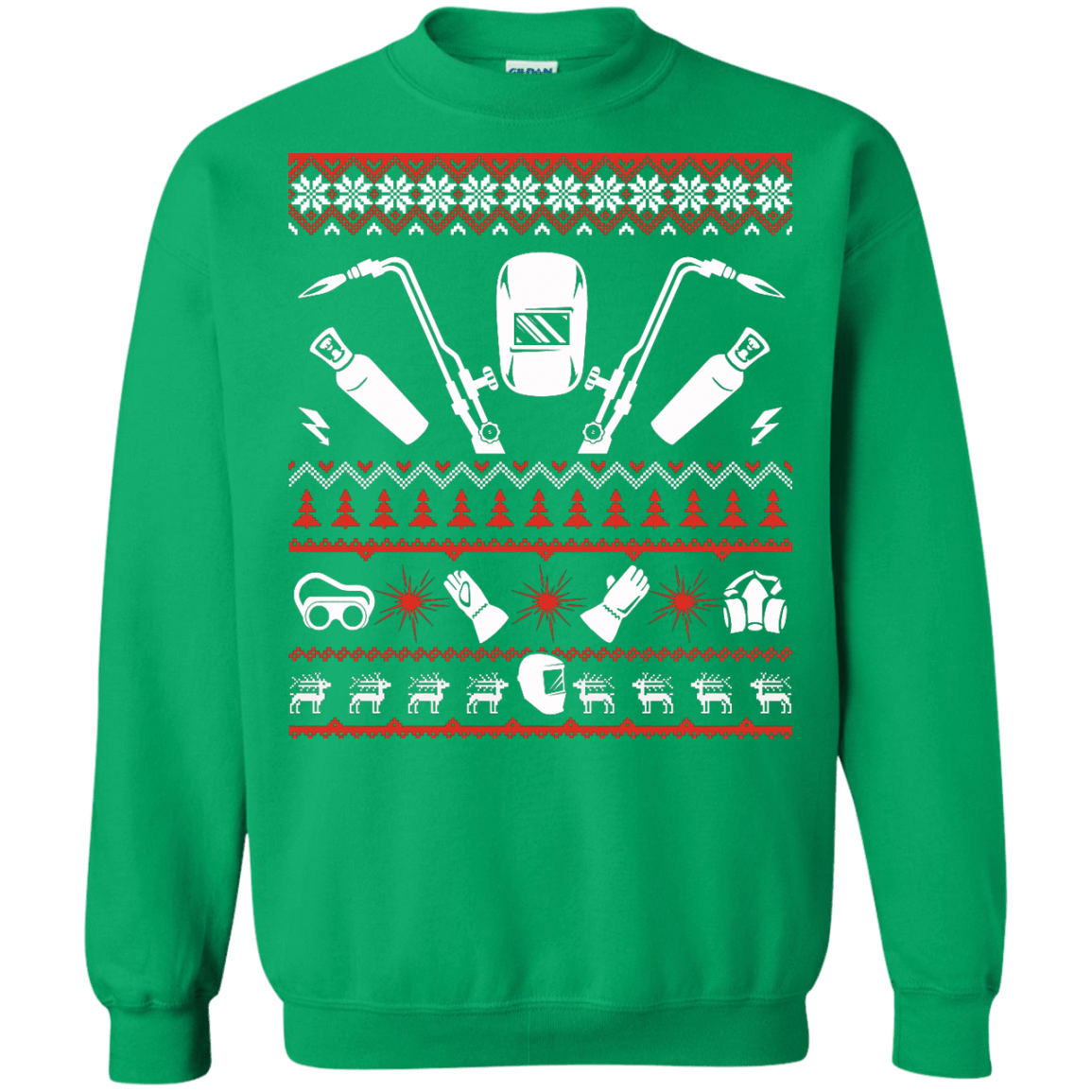 Welder Christmas Sweater-T-Shirt & Hoodie-Crewneck Sweatshirt-Irish Green