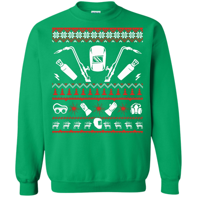 Welder Christmas Sweater-T-Shirt & Hoodie-Crewneck Sweatshirt-Irish Green