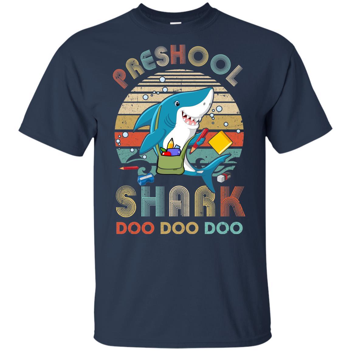 Preschool Shark Doo Doo Doo Funny Back To School Youth-Youth Shirt-Youth T-Shirt-Navy