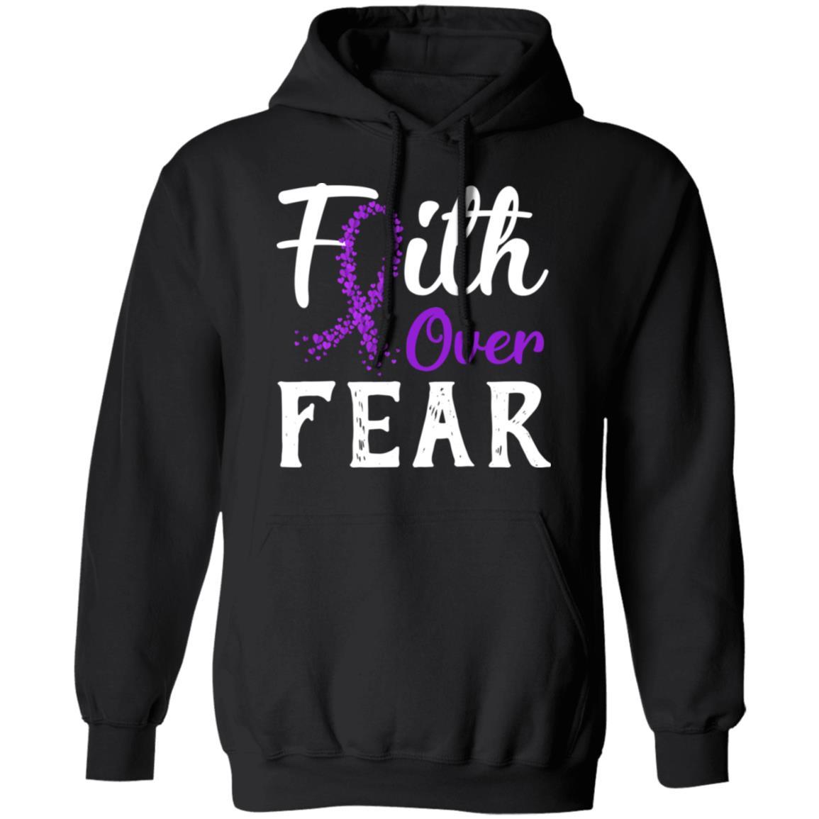 Alzheimer's Lupus Awareness Purple Faith Over Fear-T-Shirt & Hoodie-Pullover Hoodie-Black