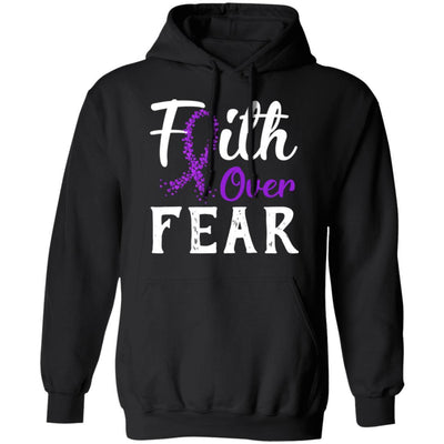 Alzheimer's Lupus Awareness Purple Faith Over Fear-T-Shirt & Hoodie-Pullover Hoodie-Black