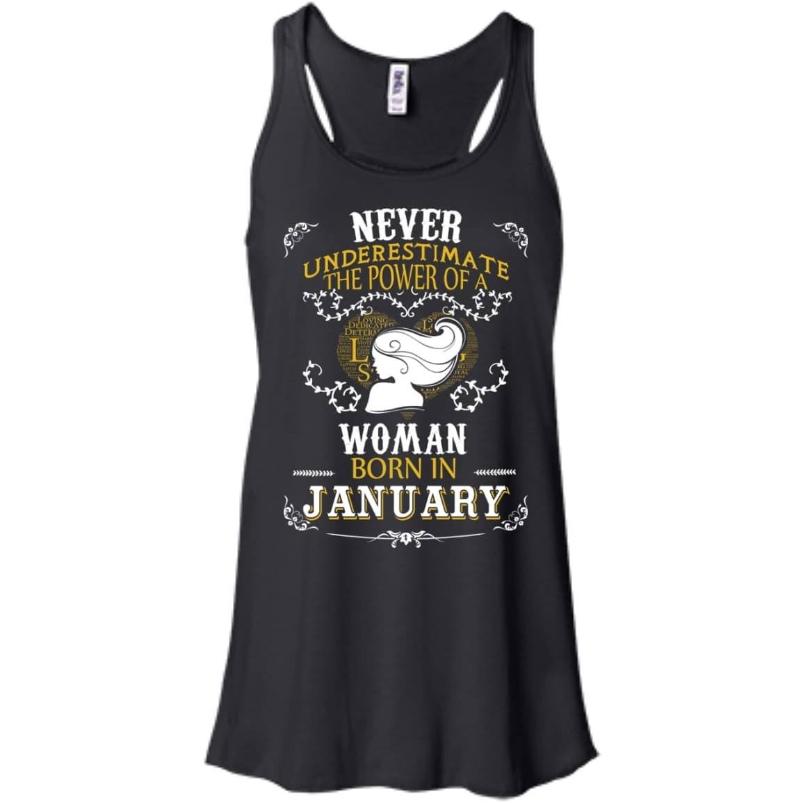 A Woman Born In JANUARY-T-Shirt & Hoodie-Women's Flowy Racerback Tank-Black