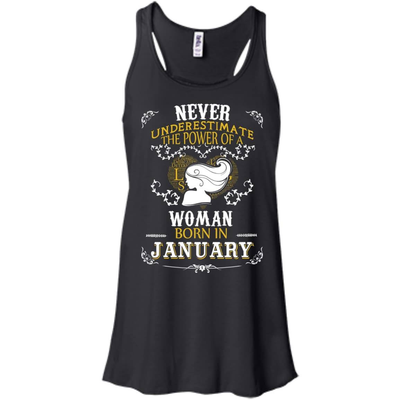 A Woman Born In JANUARY-T-Shirt & Hoodie-Women's Flowy Racerback Tank-Black