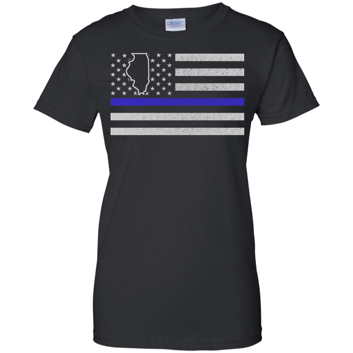 Illinois Thin Blue Line Police State-T-Shirt & Hoodie-Women's T-Shirt-Black