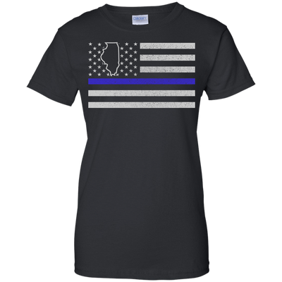 Illinois Thin Blue Line Police State-T-Shirt & Hoodie-Women's T-Shirt-Black