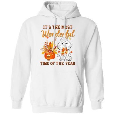 Poodle Autumn It's The Most Wonderful Time Of The Year-T-Shirt & Hoodie-Pullover Hoodie-White