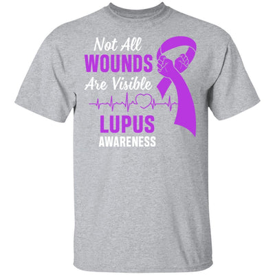 Lupus Awareness Purple Not All Wounds Are Visible-T-Shirt & Hoodie-Classic T-Shirt-Sport Grey