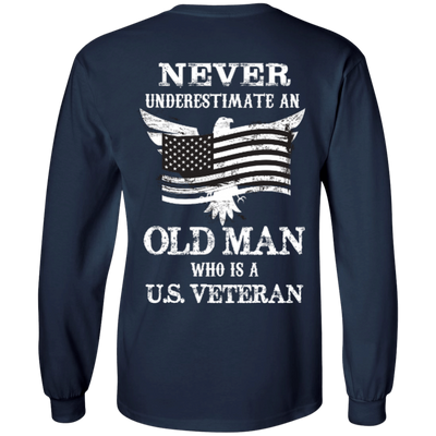 Never Undetimate US veteran-T-Shirt & Hoodie-Long Sleeve T-Shirt-Navy