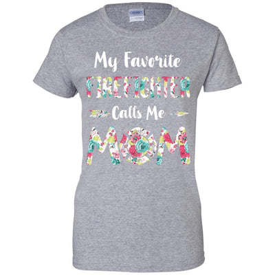 Floral My Favorite Firefighter Calls Me Mom Mothers Day Gift-T-Shirt & Hoodie-Women's T-Shirt-Sport Grey