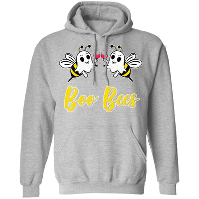 Boo Bees Drink Wine Women Funny Halloween Costume-T-Shirt & Tank Top-Pullover Hoodie-Sport Grey