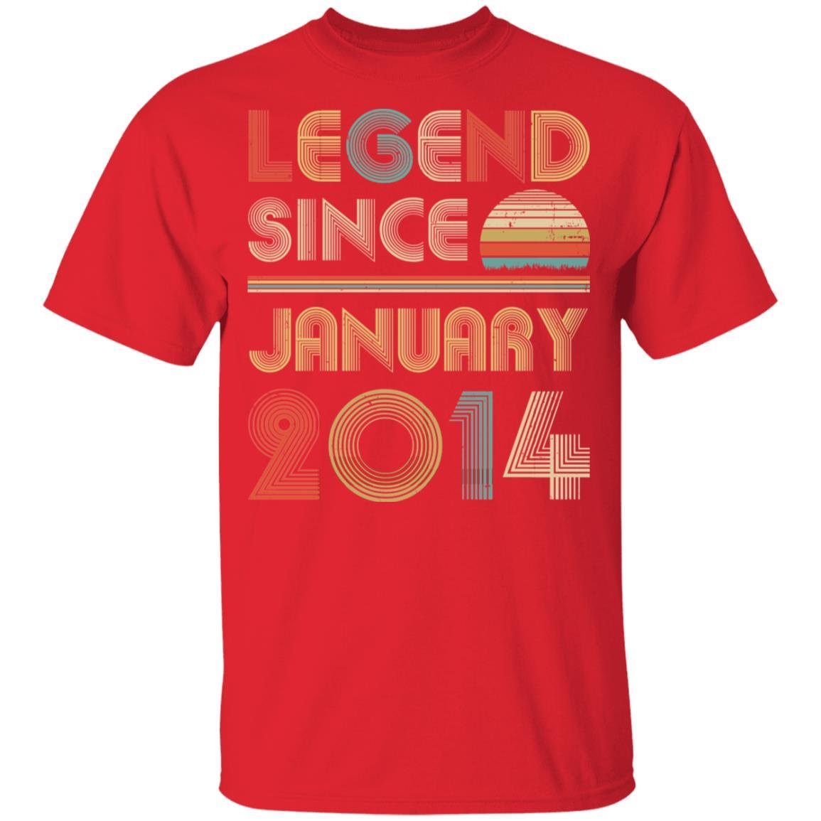 Legend Since January 2014 Vintage 7th Birthday Gifts Youth-Youth Shirt-Youth T-Shirt-Red