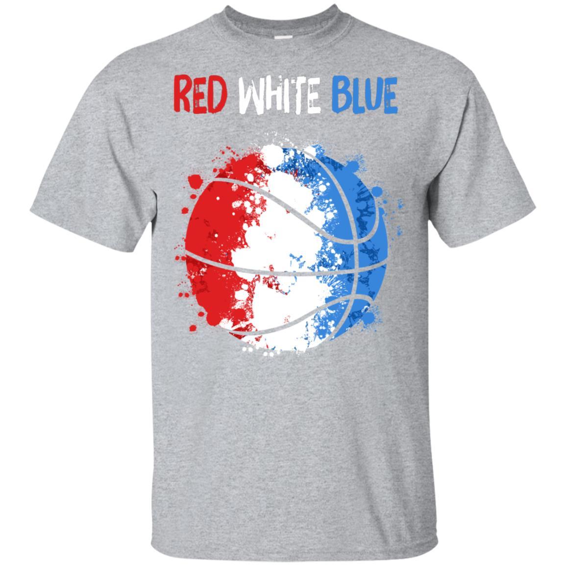 4Th Of July Red White Blue Basketball Lovers Patriotic-T-Shirt & Hoodie-Classic T-Shirt-Sport Grey