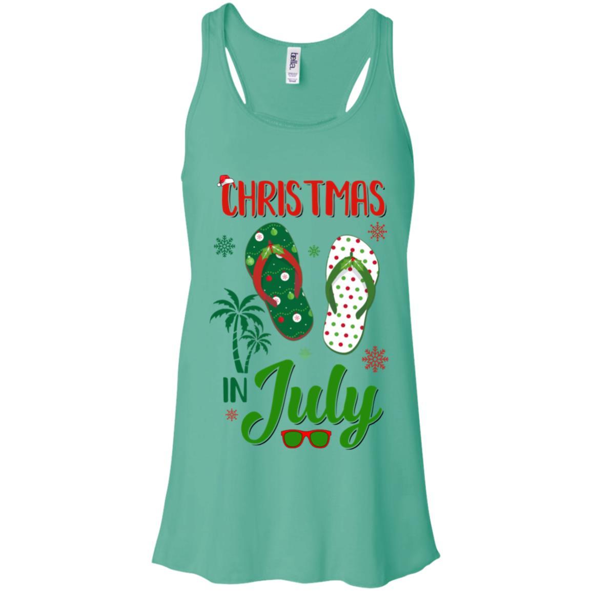 Summer Vacation Santa Flip Flops Christmas In July-T-Shirt & Tank Top-Women's Flowy Racerback Tank-Teal