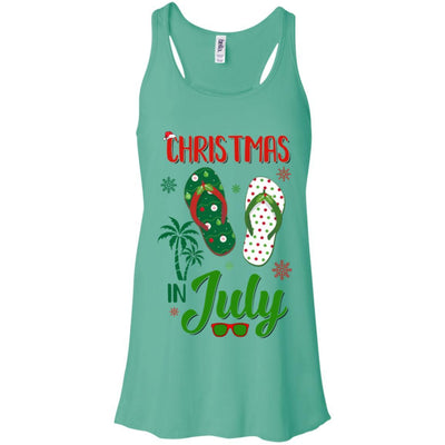 Summer Vacation Santa Flip Flops Christmas In July-T-Shirt & Tank Top-Women's Flowy Racerback Tank-Teal