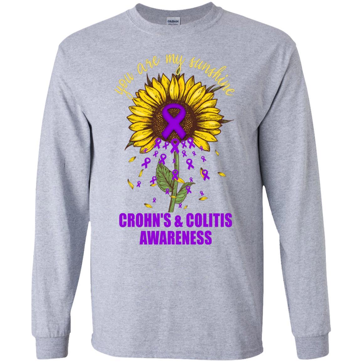 You Are My Sunshine Crohn's & Colitis Awareness-T-Shirt & Hoodie-Long Sleeve T-Shirt-Sport Grey