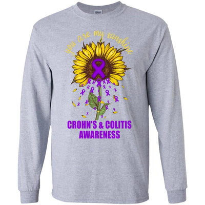 You Are My Sunshine Crohn's & Colitis Awareness-T-Shirt & Hoodie-Long Sleeve T-Shirt-Sport Grey