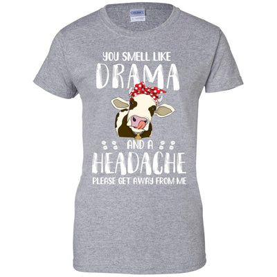 Cow You Smell Like Drama And A Headache-T-Shirt & Tank Top-Women's T-Shirt-Sport Grey