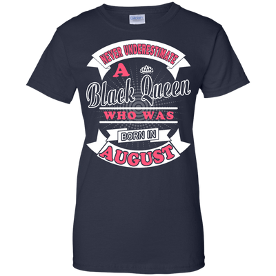 Never Underestimate A Black Queen Who Was Born In August-T-Shirt & Hoodie-Women's T-Shirt-Navy