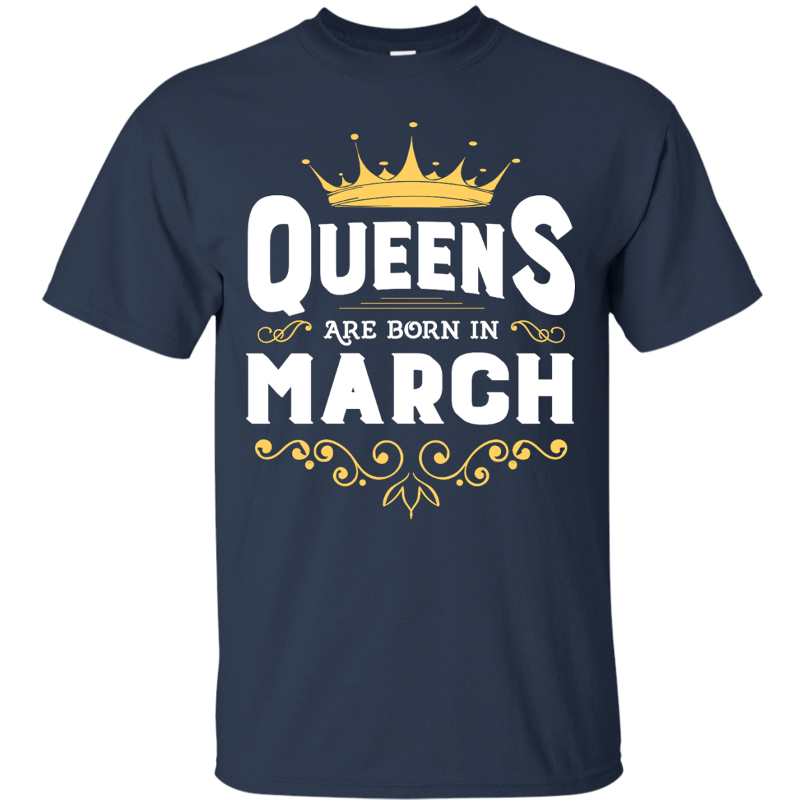 Queens Are Born In March-T-Shirt & Hoodie-Classic T-Shirt-Navy