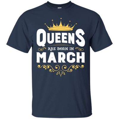 Queens Are Born In March-T-Shirt & Hoodie-Classic T-Shirt-Navy