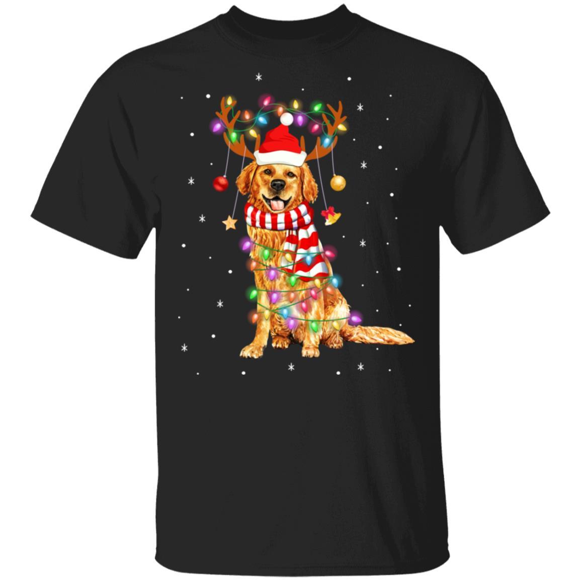 Cute Golden Retriever Christmas Lights Reindeer Pajamas