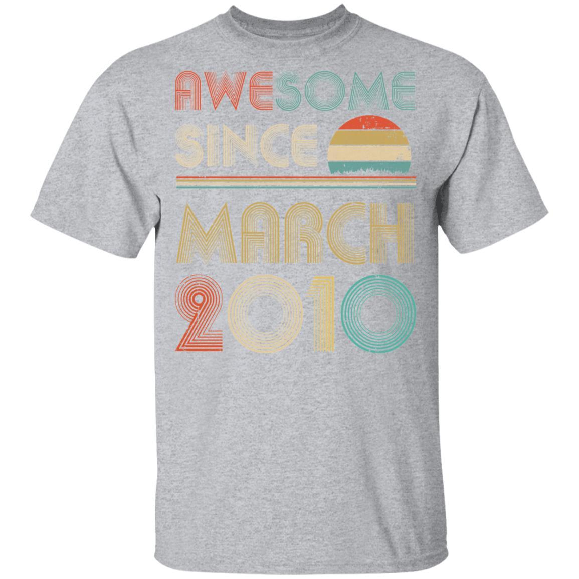 Awesome Since March 2010 Vintage 11th Birthday Gifts Youth-Youth Shirt-Youth T-Shirt-Sport Grey