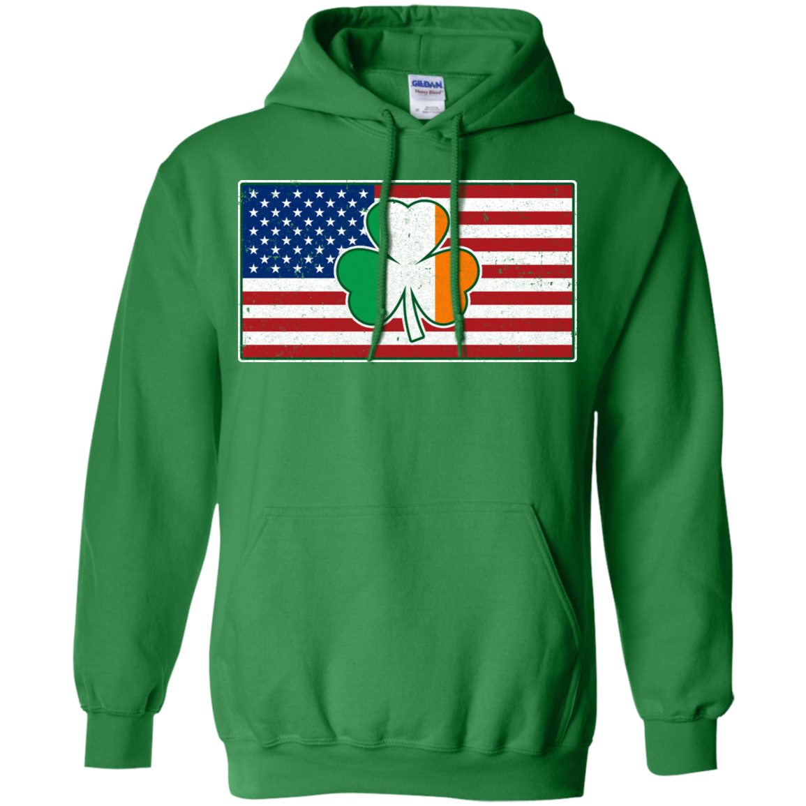Shamrock Irish Ireland American USA Flag Gift-T-Shirt & Hoodie-Pullover Hoodie-Irish Green