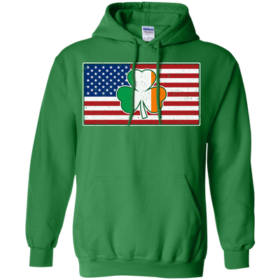 Shamrock Irish Ireland American USA Flag Gift-T-Shirt & Hoodie-Pullover Hoodie-Irish Green