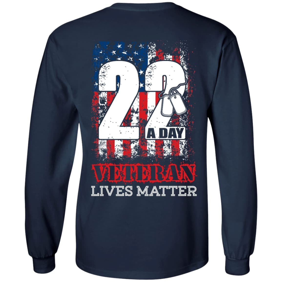 22 Push Up Challenge Veteran Lives Matter-T-Shirt & Hoodie-Long Sleeve T-Shirt-Navy