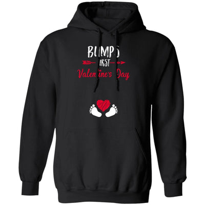Bumps First Valentine's Day Cute Adorable Baby Pregnancy-T-Shirt & Hoodie-Pullover Hoodie-Black