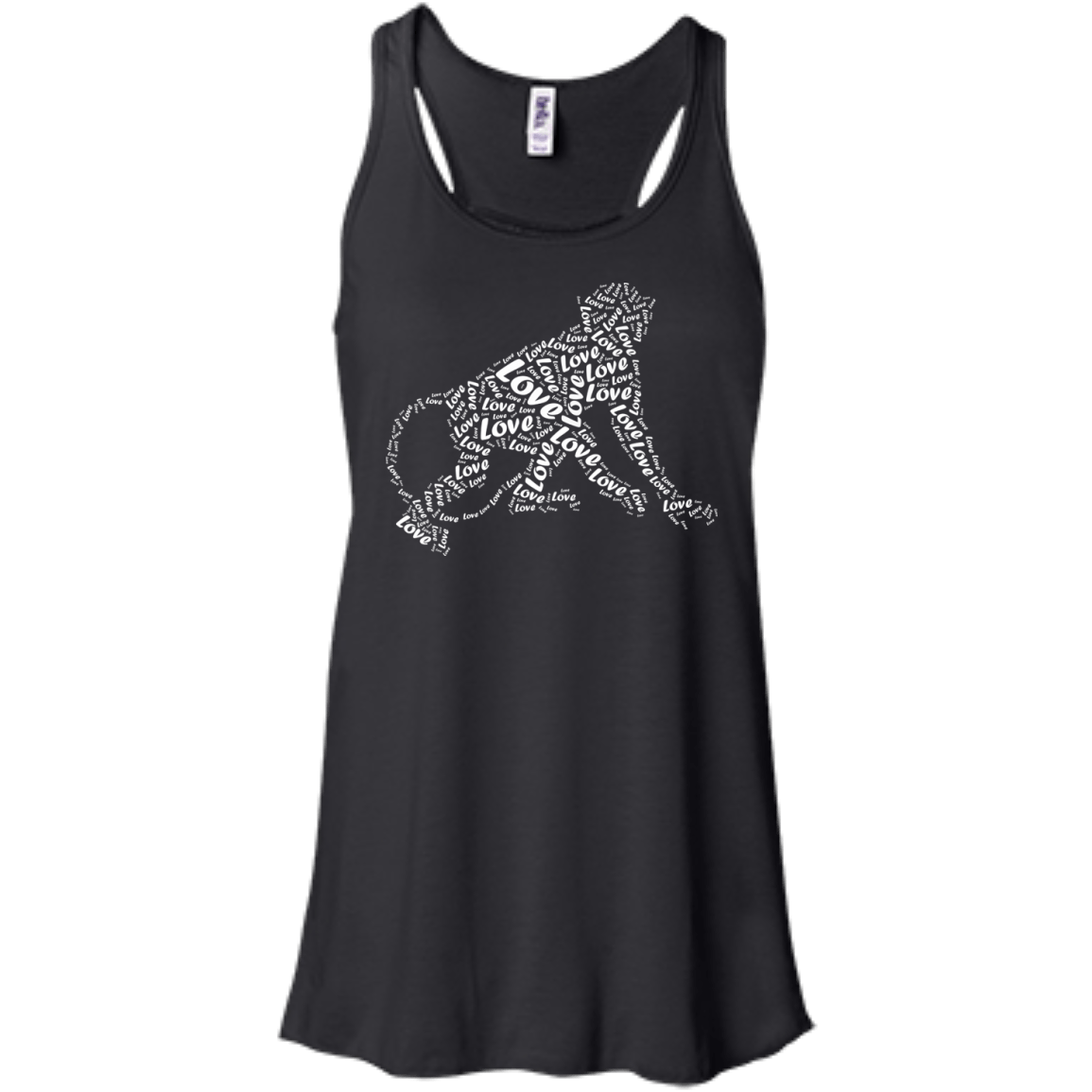 I Love Monkey T-Shirt Word Graphic Tee-T-Shirt & Hoodie-Women's Flowy Racerback Tank-Black