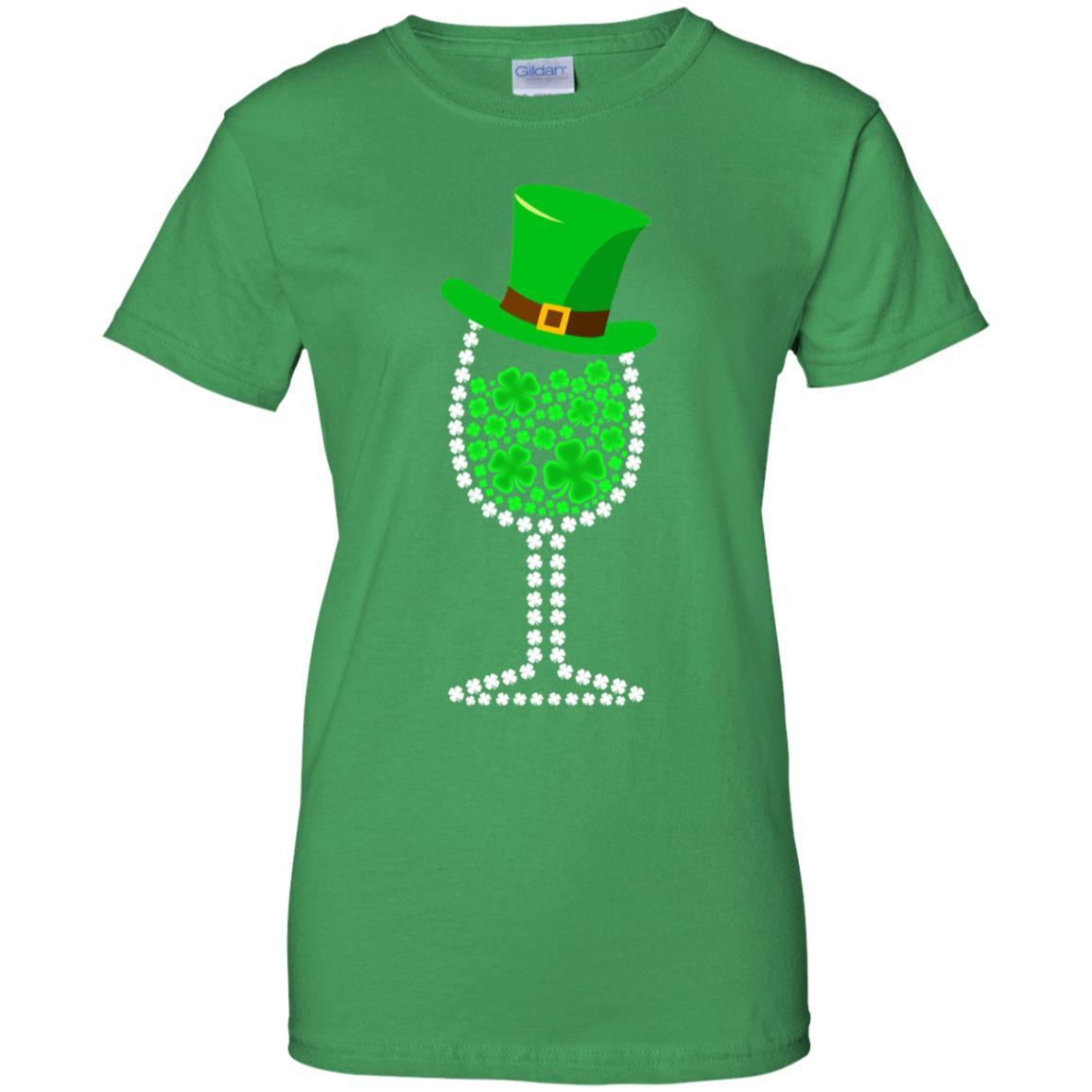 Shamrock Wine Glass Top Hat St Patrick's Day Gift-T-Shirt & Hoodie-Women's T-Shirt-Irish Green