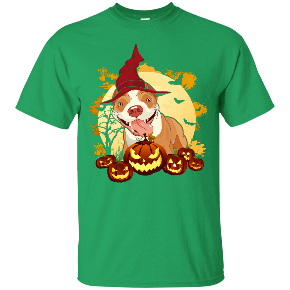 Pitbull Halloween Pumpkin-T-Shirt & Hoodie-Classic T-Shirt-Irish Green