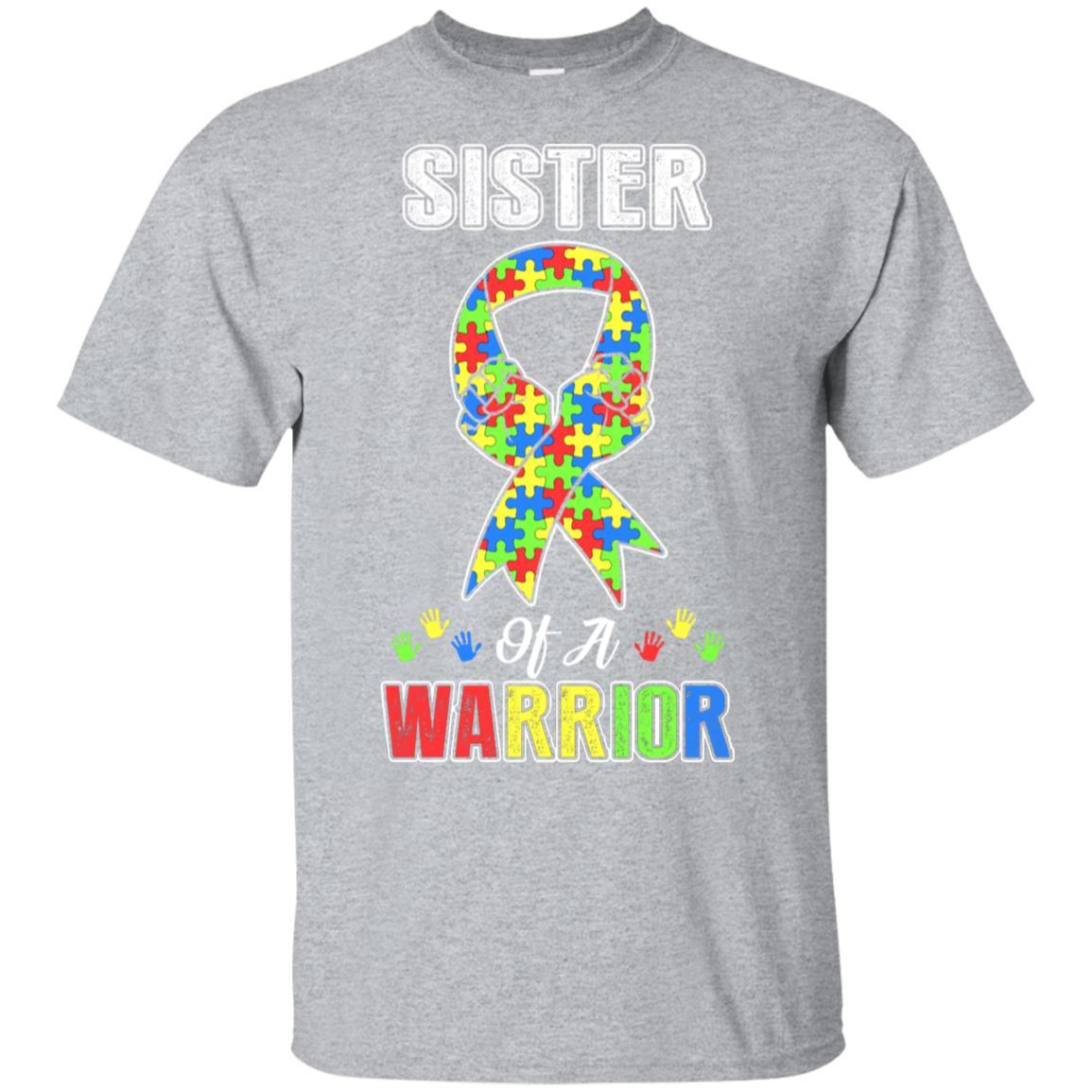 Sister Of A Warrior Support Autism Awareness Gift-T-Shirt & Hoodie-Classic T-Shirt-Sport Grey